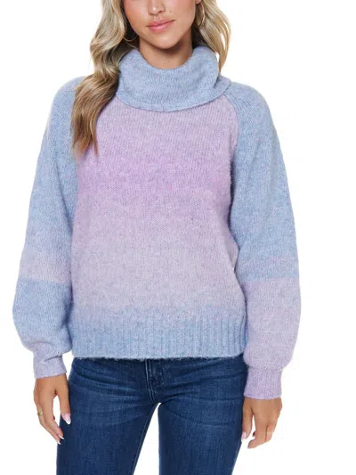 John Paul Richard Womens Wool Blend Ombre Turtleneck Sweater In Purple