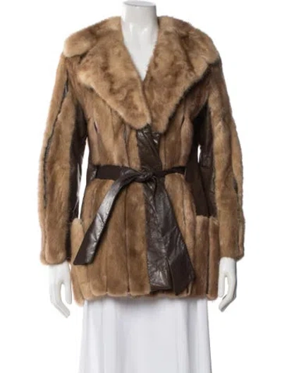 Pre-owned John Pavlis Fur Faux Fur Jacket In Brown