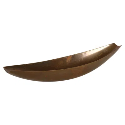 Pre-owned John Prip Metal Arts Co. Ny - 1950s Mcm Sculptural Bronze Canoe Form Vessel, Dish Or Bowl In Gold