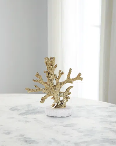 John-richard Brass Coral Candleholder On Selenite Base In Gold