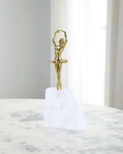 John-richard Brass Dancer On Selenite Sculpture In Gold