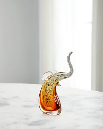 John-richard Collection Abstract Glass Elephant Sculpture In Orange