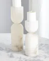 John-richard Collection Alabaster Candle Holders, Set Of 2 In White