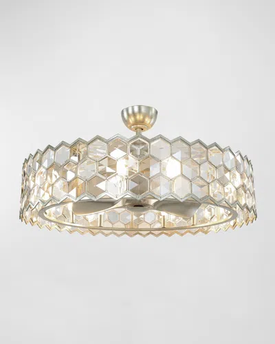 John-richard Collection Arregio 40" 8-light Crystal Chandelier With Fan In Gray