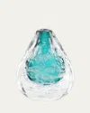 John-richard Collection Azure Art Glass Vase With Bubbles In Blue