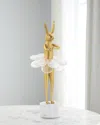 John-richard Collection Ballerina Bunny Sculpture On Marble Base I In White