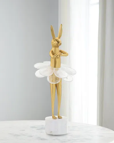John-richard Collection Ballerina Bunny Sculpture On Marble Base I In Gold