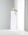 John-richard Collection Brass Bird Sculpture On Selenite Roost Ii In Clear