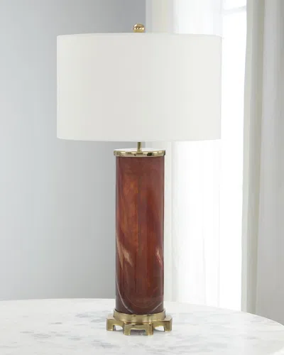 John-richard Collection Burnt Sienna Marbled Glass Table Lamp In Red