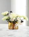 John-richard Collection Dahlias And Thistles 16" Faux Floral Arrangement In Glass Vase In Cream