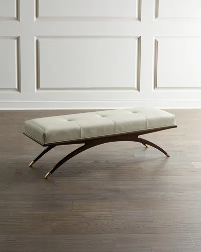 John-richard Collection Euclidean Leather Bench In Gray