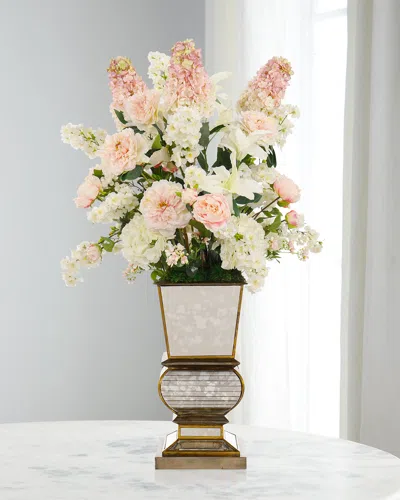John-richard Collection French Faux Floral Arrangement In Mirrored Planter In Multi
