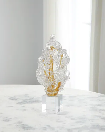 John-richard Collection Frozen Flame Sculpture On Crystal Base In Transparent