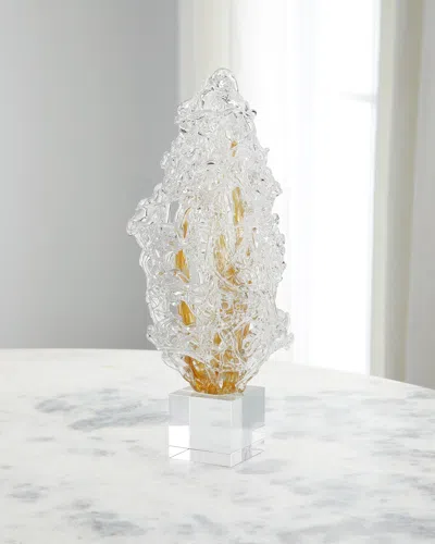 John-richard Collection Frozen Flame Sculpture On Crystal Base In Transparent