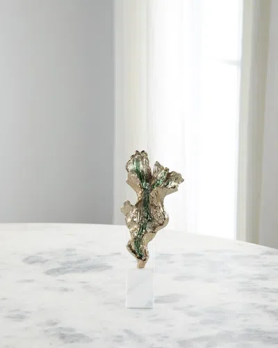 John-richard Collection Gleaming Leaf Sculpture On Marble Base In Multi