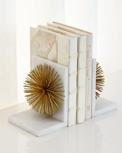 John-richard Collection Gold Burst On White Marble Bookends