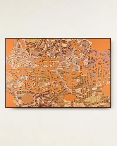 John-richard Collection Meandering Pathways Original Oil Painting On Canvas By Teng Fei In Orange