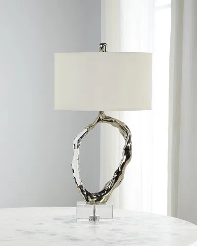 John-richard Collection Metallic Ice 32.5" Table Lamp In Silver