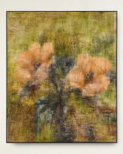 John-richard Collection Mist-touched Blossoms Original Oil Painting On Canvas By Teng Fei In Green