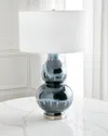 John-richard Collection Navy Blue Rain Ceramic Table Lamp In Blue