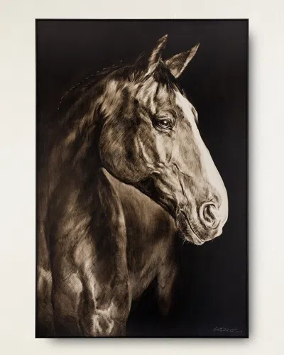 John-richard Collection Noble Equine Original Oil Painting On Canvas By Lm Zhou In Black