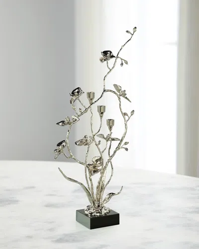 John-richard Collection Orchids In Bloom 3-candle Candleholder In Silver