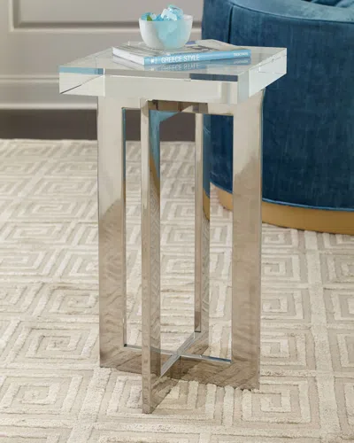 John-richard Collection Polished Nickel Crystal Martini Table In Silver