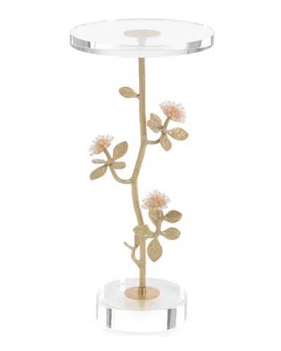 John-richard Collection Quartz Crystal Martini Table In Brass/crystal