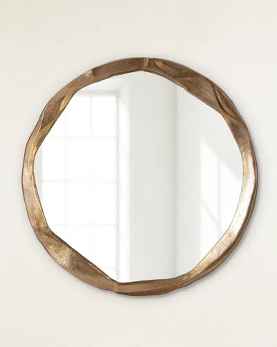 John-richard Collection Round Ruga Golden Mirror, Large In Brown