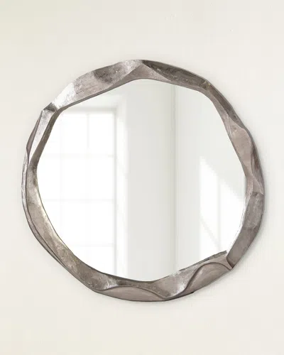 John-richard Collection Round Ruga Nickel Mirror, Small In Gray