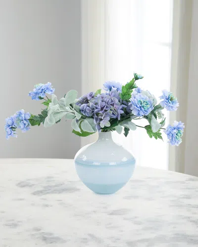 John-richard Collection Sky Shadows 17" Faux Floral Arrangement In Glass Vase In Blue