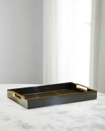 John-richard Collection Tenebra Tray With Brass Handles In Brown
