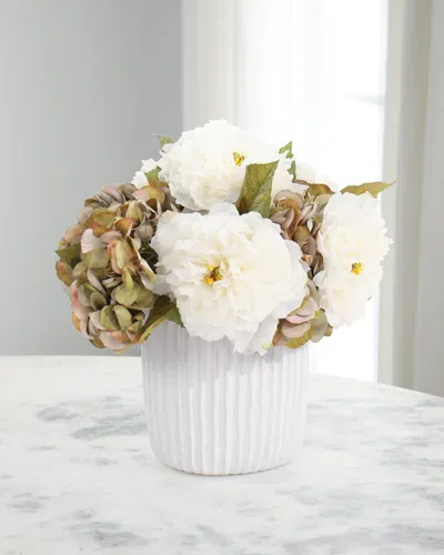 John-richard Collection Winter Sand 13" Faux Floral Arrangement In Vase In White