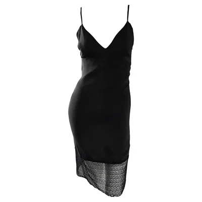 Pre-owned John Richmond 1990s  Black Minimalist Sexy Vintage 90s Slip Dress Lbd