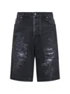 John Richmond 디스트레스드 데님 쇼츠 In Black