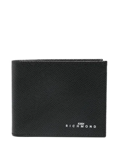 John Richmond Black Leather Wallet With Logo
