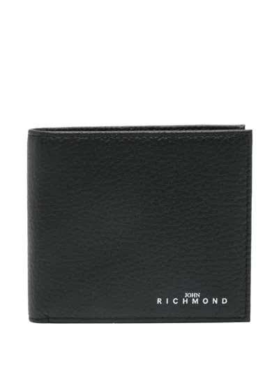 JOHN RICHMOND BLACK LEATHER WALLET WITH LOGO JOHN RICHMOND