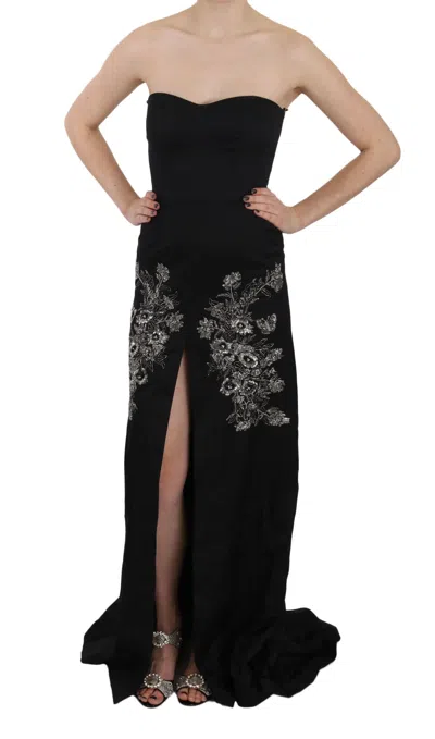 John Richmond Black Sequined Flare Ball Gown Women's Dress