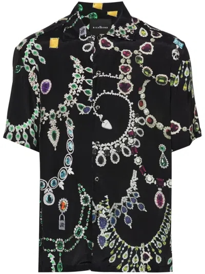 John Richmond Jewellery-stones-print Poplin Shirt In Black