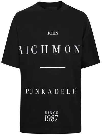 JOHN RICHMOND JOHN RICHMOND BLACK T-SHIRT WITH CENTRAL LOGO FOR