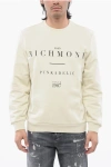 John Richmond Brushed Cotton Crewneck Sweatshirt With Logo Print