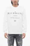 John Richmond Brushed Cotton Crewneck Sweatshirt With Logo Print