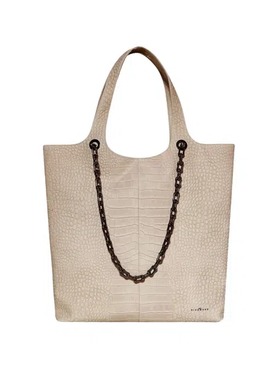 John Richmond Chain-detail Crocodile-effect Tote Bag In Nude