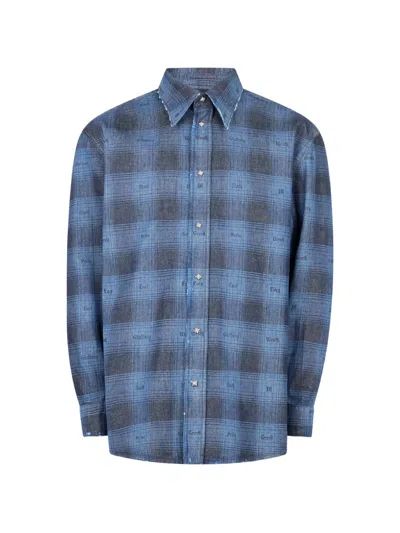 John Richmond Check-pattern Shirt In Blue