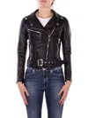 John Richmond Woman Jacket Uwa25149gb Black Real Leather Jack Kendier Black In Black