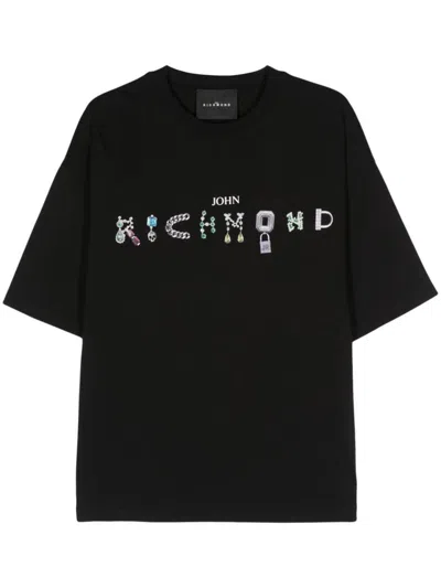 John Richmond Cotton T-shirt Over Hinaki With Logo In Black