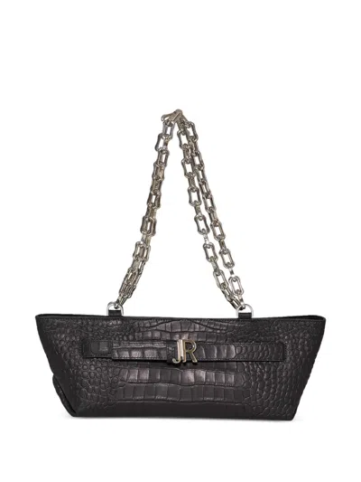John Richmond Croc-effect Shoulder Bag In Black