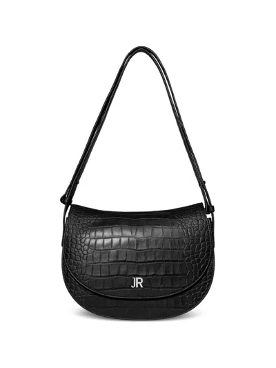 John Richmond Croc-effect Shoulder Bag In Black