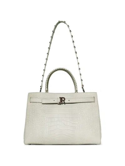 John Richmond Croc-effect Studded Tote Bag In White