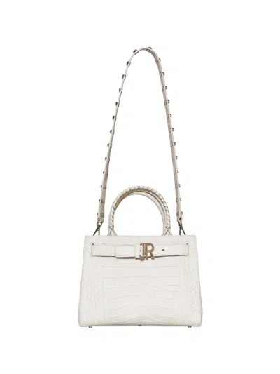 John Richmond Croc-effect Studded Tote Bag In White